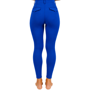Pantalon d'équitation pour femmes, bleu royal, taille haute, extensible, coupe ajustée, avec poches avant et arrière, professionnel - Product Image 2
