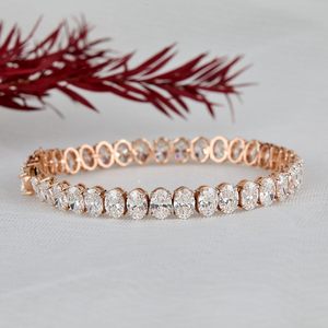 Premium oval moissanite tennis bracelet 7 inch 925 sterling <b>silver</b> 10k 14k 18k gold platinum classic prong setting - Product Image 2