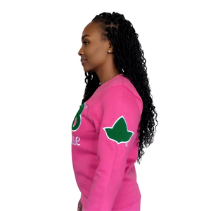 Sudadera Unisex de Invierno de Felpa para la Liga Ivy, Color Rosa, Suave, de Algodón Premium, con Bordado de Hermandad Griega, Cuello Redondo - Product Image 4