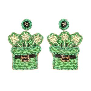 Nouvelle Arrivée Boucles d'oreilles perlées Texas Fight Gameday, Boucles d'oreilles perlées universitaires pour matchs universitaires - Product Image 1