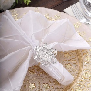 <b>Silver</b> Metal Flower <b>Napkin</b> Rings for Wedding Table Decoration - Product Image 3