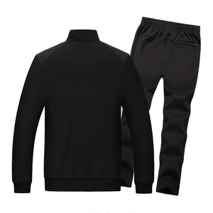 Ensemble de survêtement noir pour homme, sweat-shirt à fermeture éclair à manches longues, poches latérales, vêtements décontractés, col à capuche respirant, coupe régulière, hiver - Product Image 2