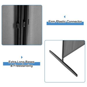 6FT Trifold 160g Polyester Cloth Carbon Steel <b>Frame</b> <b>Plastic</b> Foot Foldable Screen Gray Room Divider - Product Image 6