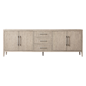 French Contemporary Solid Teak <b>Sideboard</b> Long <b>Storage</b> Cabinet Four Doors Three Drawers Durable for Luxury Dining Room - Product Image 1