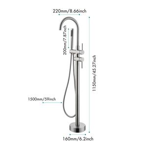 Rubinetti Miscelatori ad Alto Flusso per Vasca da Bagno e Vasca Freestanding, in Nichel Spazzolato, con Doccetta a Mano, per Ville - Product Image 3