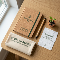 Set de Regalo Corporativo Ecológico, Kit de Bienvenida para Empleados con Papel Sembrable, Cuaderno de Bambú, Bolsa RPET, Logotipo Personalizado