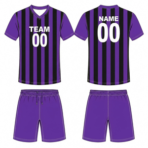 Maillot de football personnalisé à col en V, rayé, à manches courtes, uniforme d'équipe avec nom et numéro, respirant, unisexe, adulte - Product Image 1