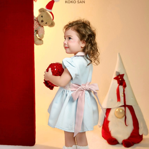 พร้อมส่ง ชุดเด็กผู้หญิง ผ้าทาฟต้า คอปีเตอร์แพน แต่งลูกไม้ ขายส่ง MOQ ต่ำ- Koko San 04 - Product Image 3