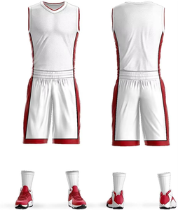 Conjunto de Camiseta de Baloncesto Blanca y Roja, Cuello en V, Sin Mangas, Impresión Sublimada, Absorbe la Humedad, Unisex, Adulto, Todas las Temporadas, Tejido de Malla - Product Image 1
