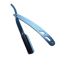 Rasoirs à cheveux professionnels en acier inoxydable avec manche droit, couteau pliant avec lames réutilisables, rasoir à cheveux pour barbier