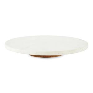 Plateau tournant Lazy Susan en marbre blanc avec bord cannelé, plateau de service rond rotatif pour table à manger, cuisine et réceptions de luxe - Product Image 2