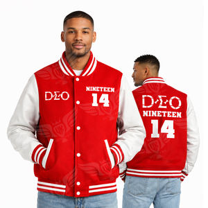 Veste universitaire personnalisée avec lettres grecques rouges, veste de style sororité brodée pour femmes, veste bomber inspirée des universités, OEM - Product Image 3