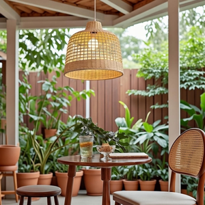 Lámpara Colgante de Ratán Hecha a Mano de Lujo, Lámpara Colgante de Bambú Grande, Lámpara de Techo Tejida Geométrica para Vestíbulo de Villa, Hostelería - Product Image 3