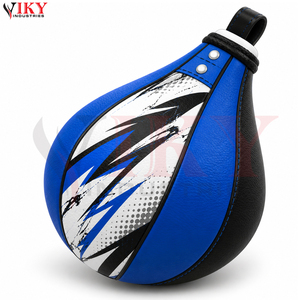 Ballon de vitesse de boxe en cuir bleu robuste, personnalisé, pour entraînement de réflexes MMA, équipement de gym et fitness, vente en gros - Product Image 4