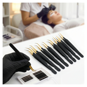 Pince à cils à pointe en fibre pour extensions de cils, ensemble de précision, finition noire mate de luxe, outil pour extensions de cils pour salon - Product Image 6