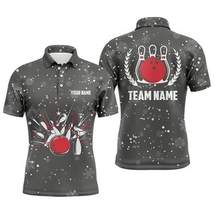 เสื้อโบว์ลิ่งแบบสั่งทำพิเศษ พิมพ์ลายแบบ Sublimation เสื้อทีมชาย แขนสั้น คอปก ผ้าโพลีเอสเตอร์ผสมคอตตอน ทอแบบลำลอง - Product Image 4