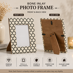 Handcrafted Moroccan Bone Inlay 4x6 <b>Photo</b> <b>Frame</b> Decorative Ivory <b>Black</b> Wooden Picture <b>Frame</b> for Tabletop Display Luxury Home - Product Image 4
