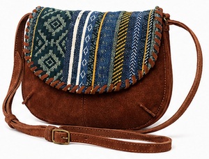 Bolso Bandolera de Ante Estilo Bohemio Tribal para Mujer al por Mayor, Bolso de Hombro Étnico con Solapa y Borlas, Logotipo Personalizado OEM ODM - Product Image 3