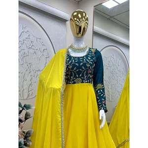 Vestidos de Noche de Diseñador, Elegantes Vestidos de Fiesta, Vestido Anarkali con Pantalón y Dupatta - Product Image 3