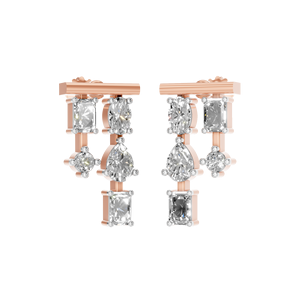 Vente en gros de boucles d'oreilles pendantes en or rose 14K 18K avec diamant taille émeraude, bijoux fins de luxe tendance pour femmes, OEM ODM personnalisé, excellent cadeau - Product Image 2
