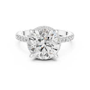 Anillo solitario Halo Elevation con diamante cultivado en laboratorio, halo oculto, para mujer, oro 10k/14k/18k/plata, banda con pavé de piedras, regalo. - Product Image 2