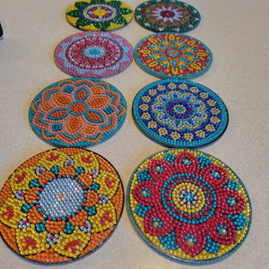 Modern Bohemian-Style Premium <b>Beaded</b> Glass <b>Coasters</b> Durable for Home Accent Coffee Table - Product Image 1
