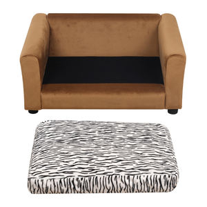 โซฟาสัตว์เลี้ยงขนาดเล็กทรงสี่เหลี่ยม โครงไม้สวยงาม หุ้มผ้ากำมะหยี่อย่างดี เหมาะสำหรับแมวและสุนัข ใช้ได้ทั้งในบ้าน ห้องนอน และออฟฟิศ - Product Image 5