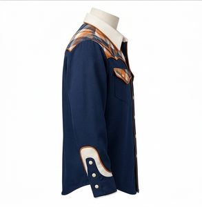 Camisa Vaquera Unisex con Estampado Floral, 100% Algodón, Manga Larga, Estilo Vintage Casual, Corte Ajustado, Ribete en Contraste, Personalizable con Bordado OEM, Estilo Rodeo - Product Image 2