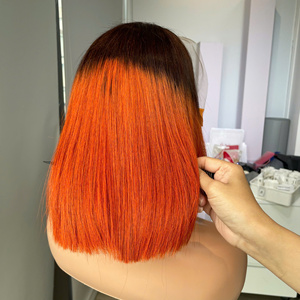 Pelucas LINU Bob con flequillo, cabello virgen rubio HD para encaje frontal, doble densidad 250%, peluca larga de corte recto para mujer - Product Image 4