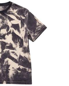 T-shirt en coton délavé à l'acide, motif marbre abstrait blanc charbon, col rond, manches courtes, style vintage, streetwear décontracté pour homme - Product Image 2