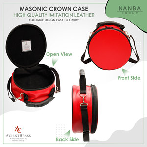 Premium NANBA GROUP Masonic Crown Cap Case (Red) Leather Zipper Closure Lightweight 10x22cm Scottish Rite <b>Hat</b> <b>Box</b> Custom Logo - Product Image 2