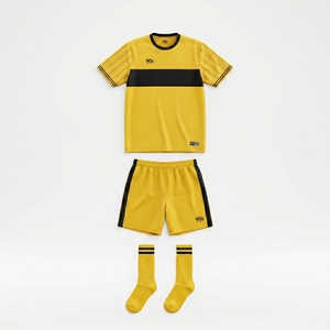 Yellow Black Soccer Jersey Set Short Sleeve Football Uniform Training Kit with <b>Socks</b> - Product Image 1