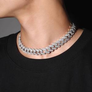 AMBER JEWELS Unisex 18k <b>Solid</b> <b>Gold</b> Rhodium Plated Bracelet Crystal Rhinestones Geometric Link Design Hiphop Style Fashion - Product Image 1