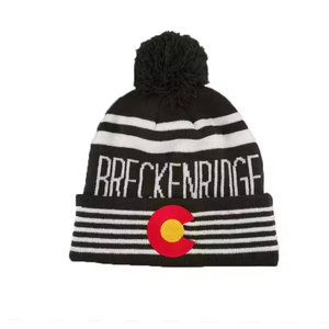Bonnet personnalisé à pompon 100 % acrylique tricoté jacquard avec logo brodé, bonnet d'hiver ajustable pour équipe sportive, bonnet à pompon en fourrure - Product Image 6
