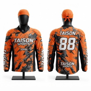 Camiseta de Paintball para Hombre, Malla de Poliéster Premium de 220 Gramos, Naranja y Negro, Impresión Digital Personalizada, Paneles Acolchados en los Hombros, Ropa de Equipo, Manga Corta - Product Image 1