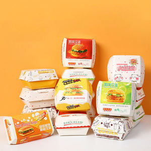 กล่องเบอร์เกอร์พิมพ์ลายตามสั่ง เกรดอาหาร บรรจุภัณฑ์กระดาษแบบฝาพับ สำหรับอาหารจานด่วนและอาหารแบบนำกลับบ้าน - Product Image 6