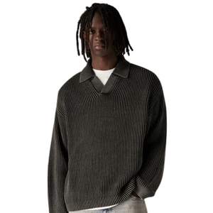 Suéter Polo de Punto Acanalado para Hombre, Lavado, Color Marrón, Manga Larga, Textura Suave, Estilo Casual, para Invierno, Mezcla de Algodón, OEM - Product Image 3