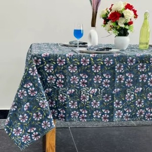 Nappe en coton indienne faite à la main, magnifique nappe en coton imprimée à la main pour mariage, nappe en coton à vendre - Product Image 1