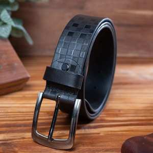 Ceinture pour homme en cuir de vache véritable, à boucle carrée en acier massif, pour jeans décontractés, haute résistance, écologique, légère, vente en gros - Product Image 6
