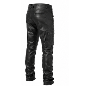 <b>Black</b> Color Fashionable Men Vintage Genuine Leather <b>Pant</b> Best Selling Stylish Breathable Slim Fit Motorbike Riding <b>Pants</b> - Product Image 5
