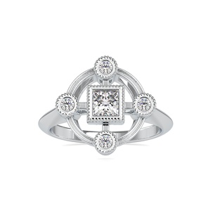Vente chaude de bague en diamant taille princesse de laboratoire en or blanc 10 carats avec placage au rhodium fiançailles vermeil d'éternité d'origine - Product Image 3