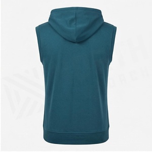 Gilet sans manches à capuche zippé pour homme, couleur unie, en molleton bouclette décontracté, coupe classique, pour l'automne - Product Image 2