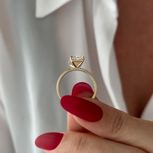 3 Carat Elongated Radiant E VVS2 Lab Grown <b>Diamond</b> Solitaire <b>Ring</b> , Yellow Gold Thin Minimalist Engagement <b>Ring</b> , IGI Certified - Product Image 6