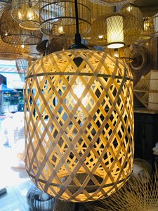 Classic Handmade Bamboo Urn Table Lamp | Rustic Ambient Bedside Night <b>Light</b> - Product Image 4