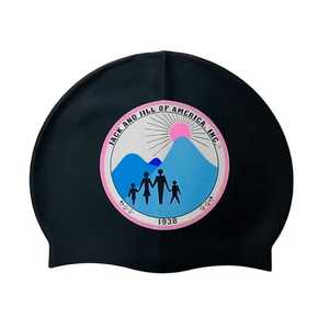 Jack and Jill Black Swim Cap <b>Silicone</b> <b>Waterproof</b> Stretchy Comfortable Unisex Swimming Pool Training Hat - Product Image 1