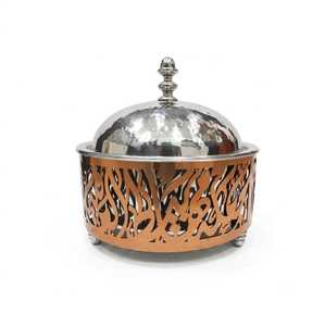 หม้อตุ๋นทรงกลมเคลือบลายพิมพ์พร้อมฝาปิดชุบทอง - Product Image 3