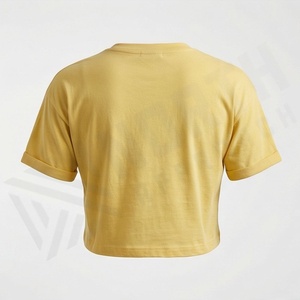 Camisetas Cortas de Verano para Mujer, Sexy, de Algodón, Cuello Redondo, con Logotipo Personalizado, Estilo Hip Hop, Ropa Deportiva Transpirable, Color Personalizado - Product Image 2