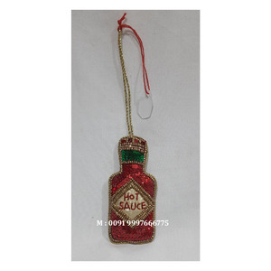 Nuevo y Espectacular Adorno Colgante con Diseño de Árbol en Bordado Zari con Cuentas, Ideal para Decoración de Árboles Navideños - Product Image 3