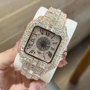 Reloj de Cuarzo Cuadrado para Hombre Splendido Jewelry, Oro Rosa, Esfera de Moissanita, Correa con Números Romanos, Pantalla Analógica, Cristal de Zafiro ETA - Product Image 3