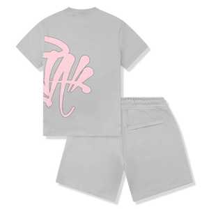 Conjunto de camiseta de manga corta y pantalones cortos de algodón negro para hombre con estampado de letras en la espalda, conjunto informal de verano, transpirable, de punto, de dos piezas. - Product Image 2